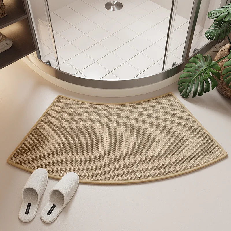Curved Linen Bath Mat