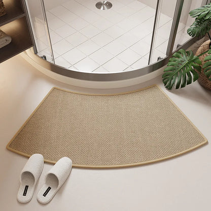 Curved Linen Bath Mat