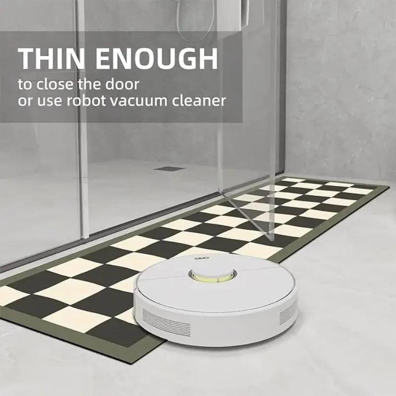Long Checkerboard Bath Mat