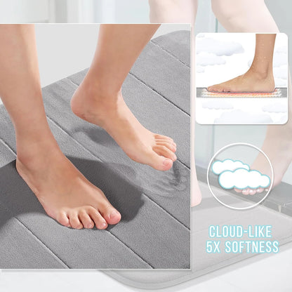 Three Pieces Memory Foam Bath Mat Set