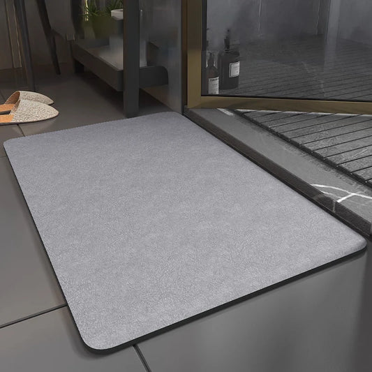 Stone Effect Bath Mat in Grey
