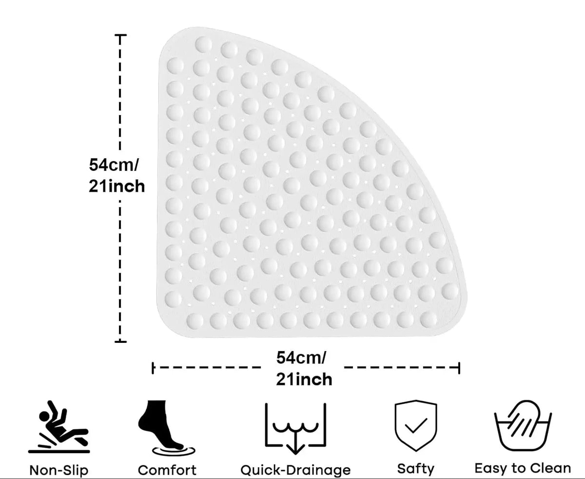 White Corner Bath Mat