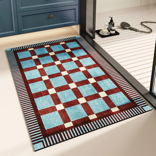 Checkerboard Design Bath Mat
