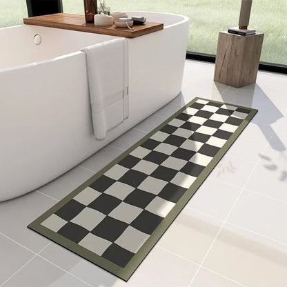 Long Checkerboard Bath Mat