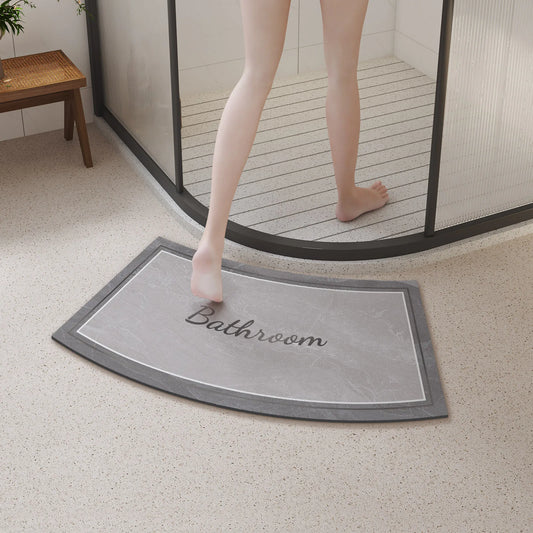 Curved Bath Mat in Grey
