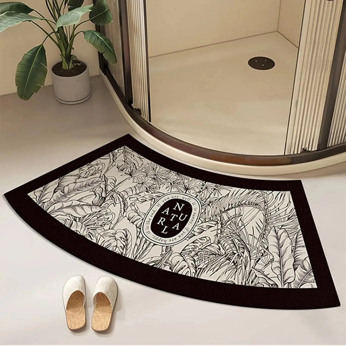 Curved Tropical Bath Mat