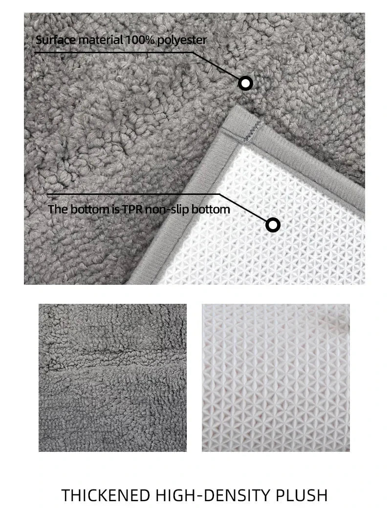 Bath Mat and Toilet Mat Set in Grey