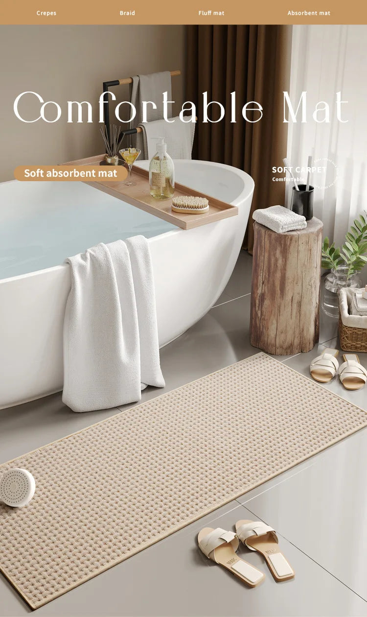 Long woven bath mat