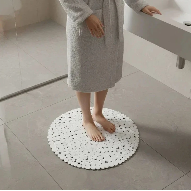 White Pebble Shower Bath Mat