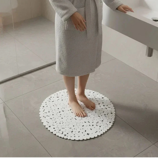 White Pebble Shower Bath Mat