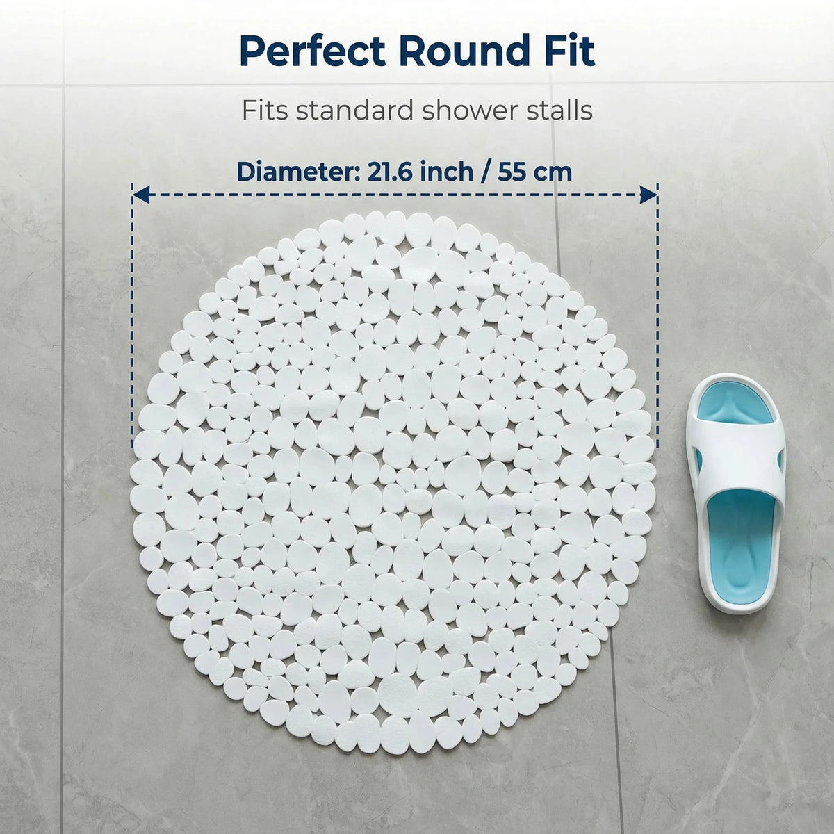 White Pebble Shower Bath Mat