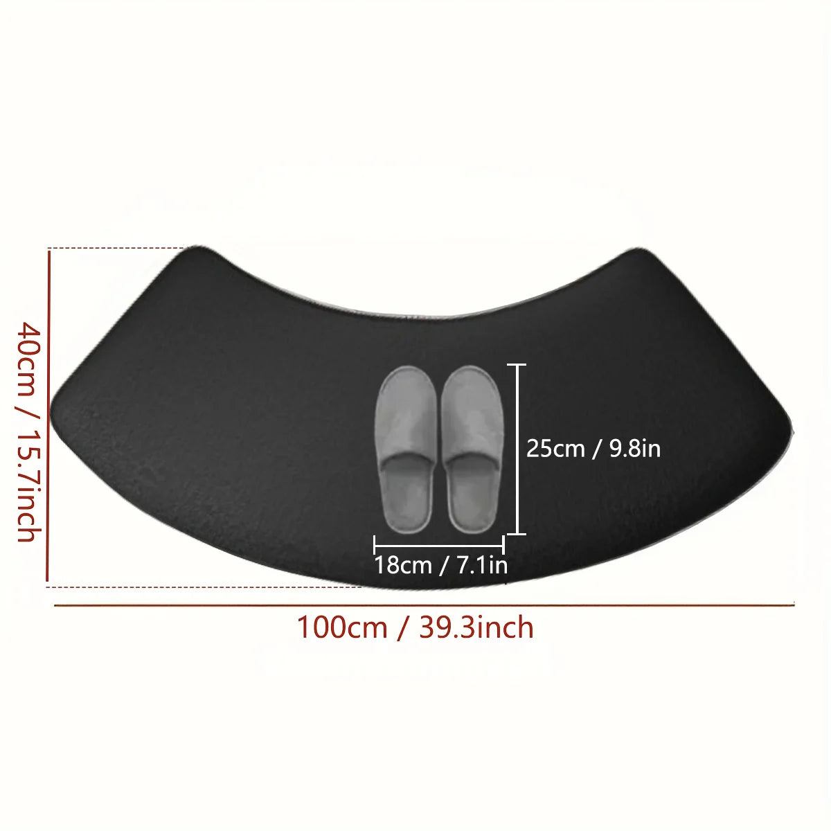Black curved bath mat
