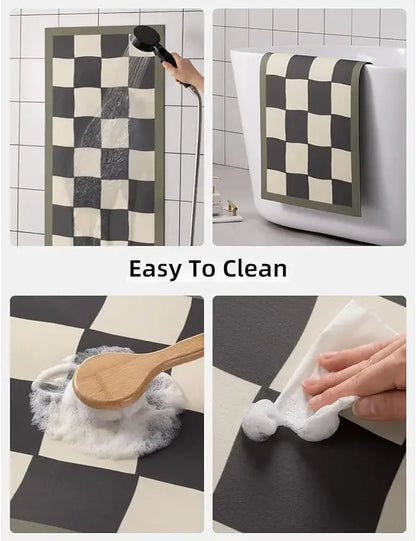 Long Checkerboard Bath Mat