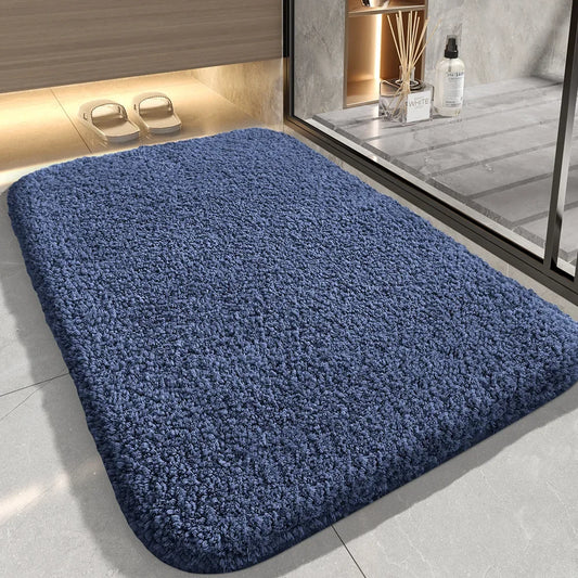 Fluffy Blue Bath Mat