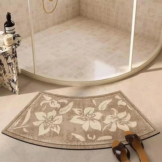 Curved vintage flowers bath mat