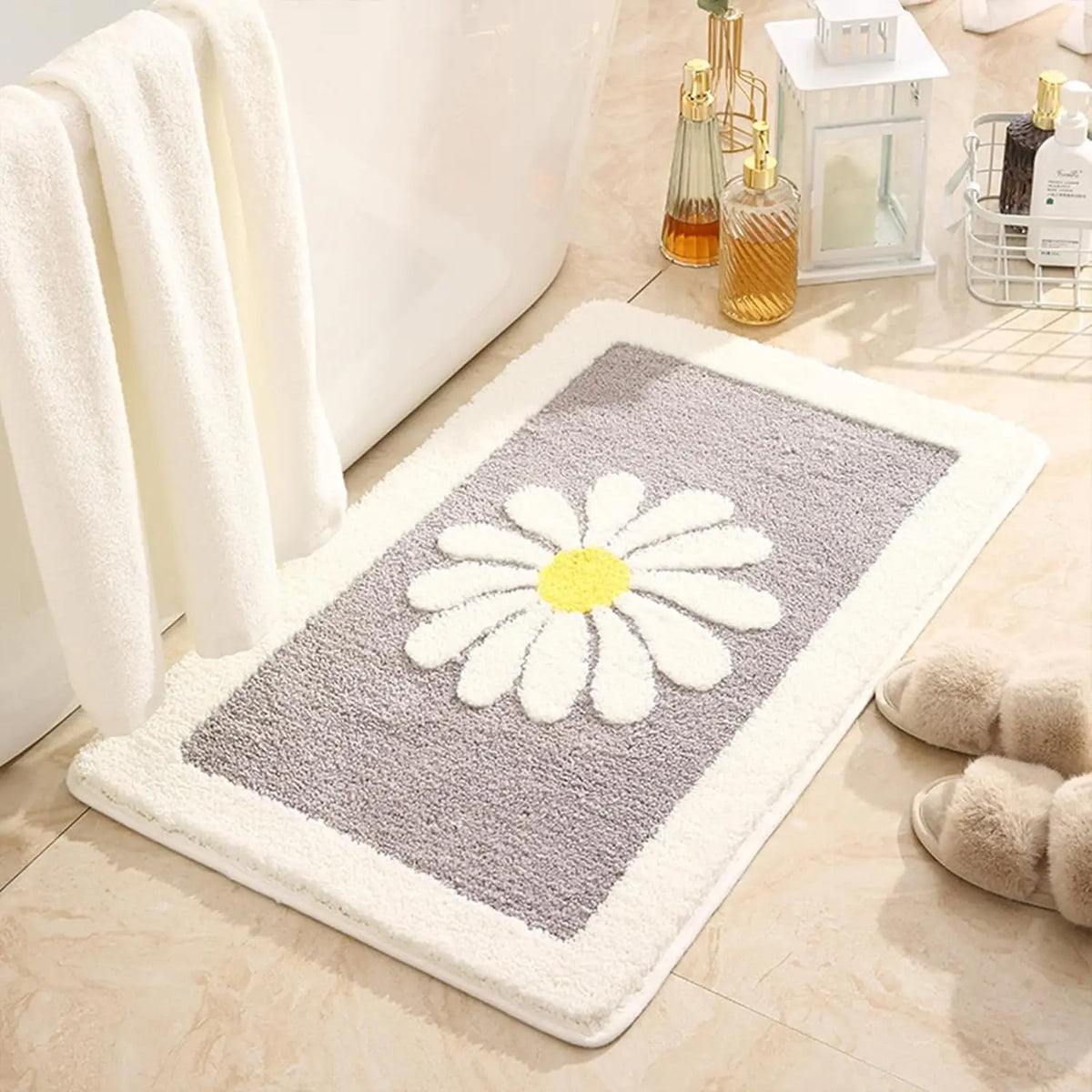 Daisy Flower bath mat