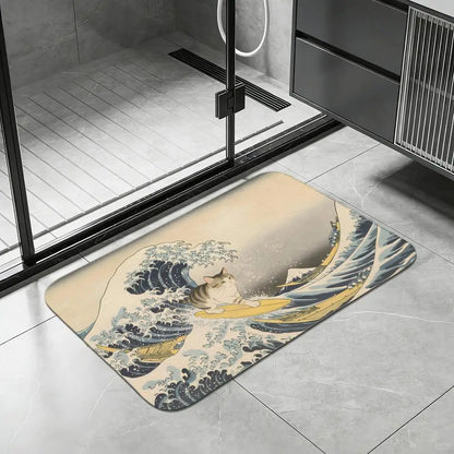 The Great Wave bath mat