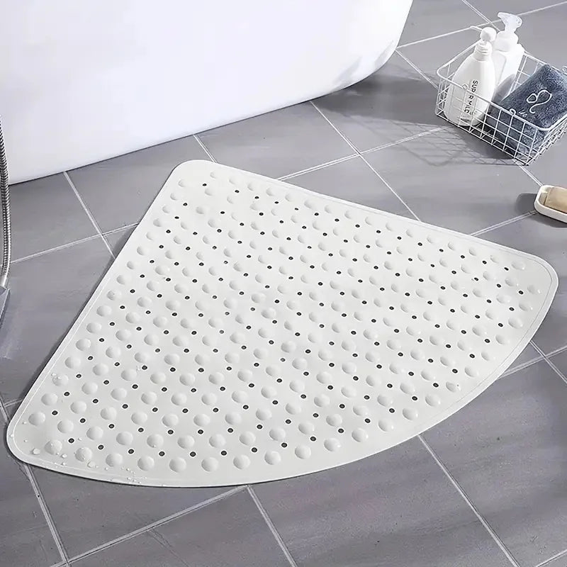 White Corner Bath Mat