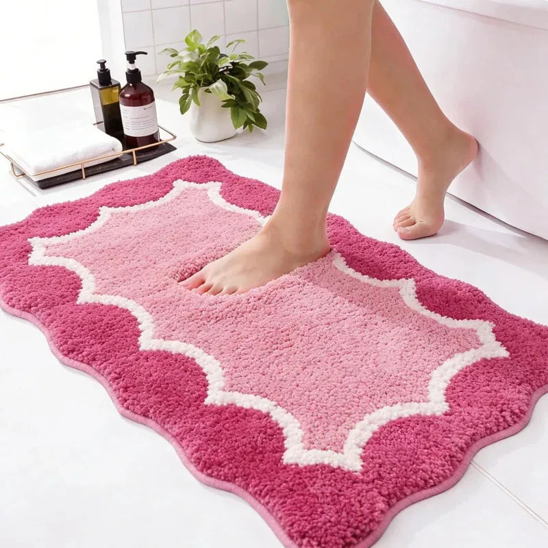 Two-Tone Pink Bath Mat in