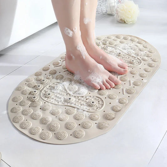 Beige massage bath mat