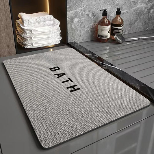 Grey woven bathroom mat