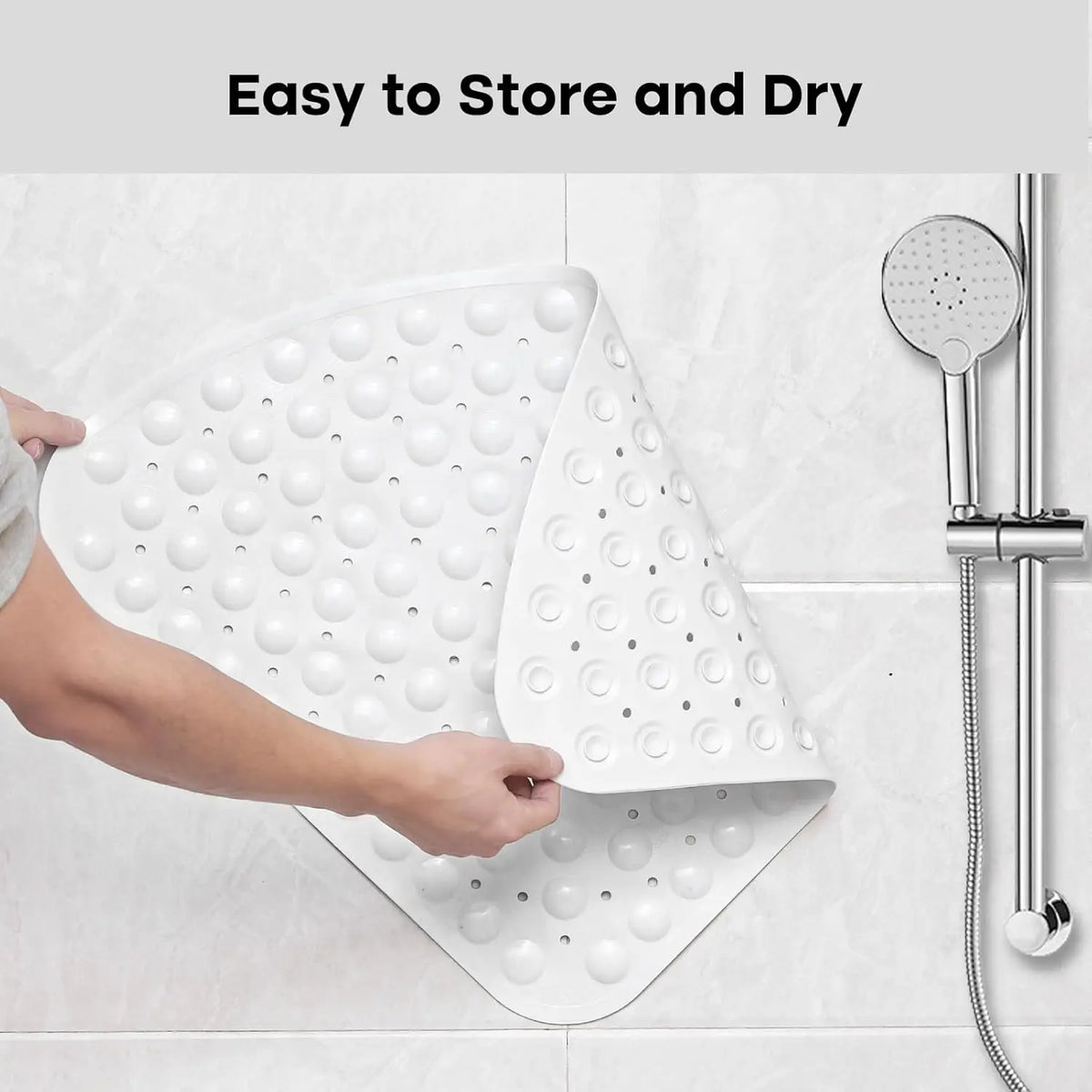 White Corner Bath Mat