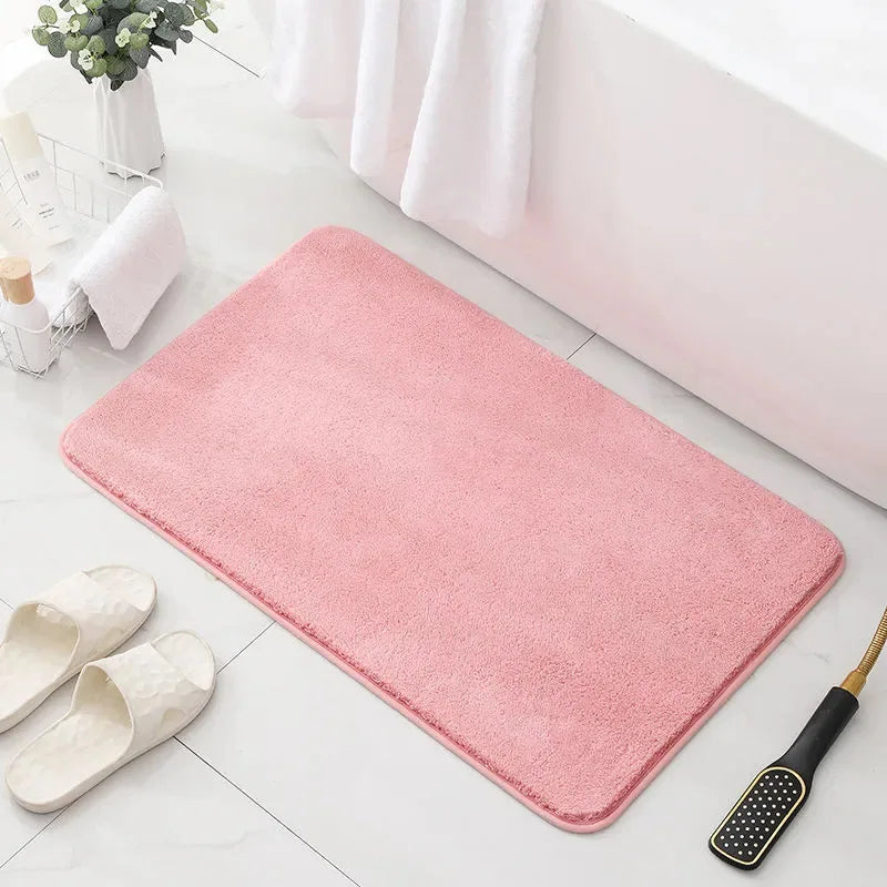 Soft plush pink bath mat