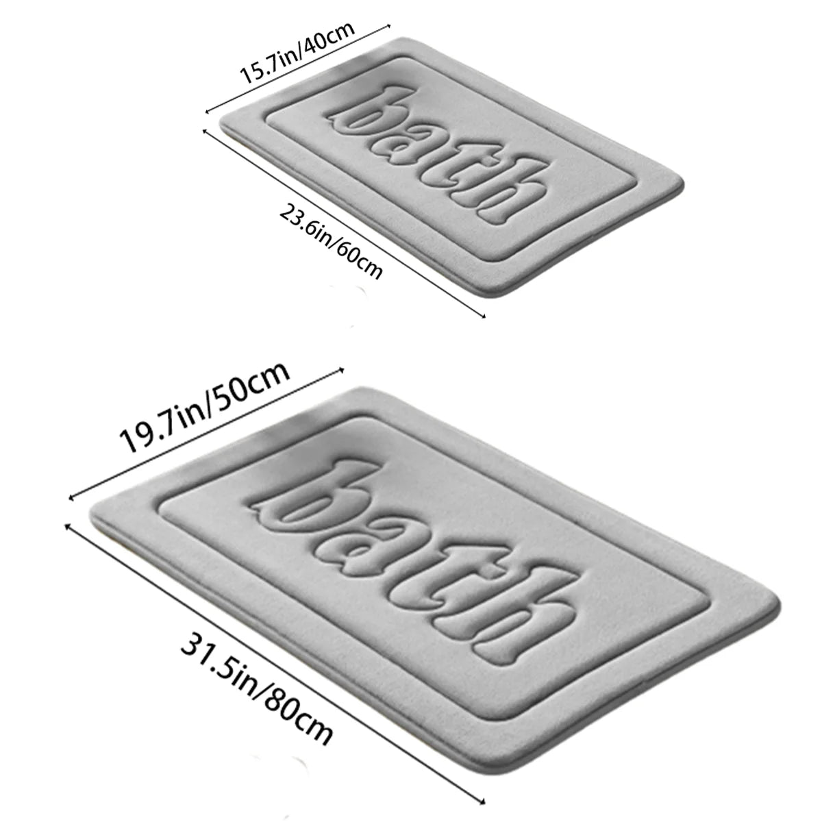 Embossed Bath Mat in Grey