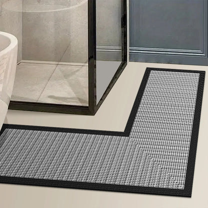 L shape woven bath mat