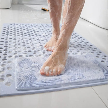 Non-slip Bath Mat with Foot Scrubber Panel