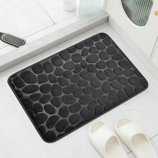 Embossed bath mat in black