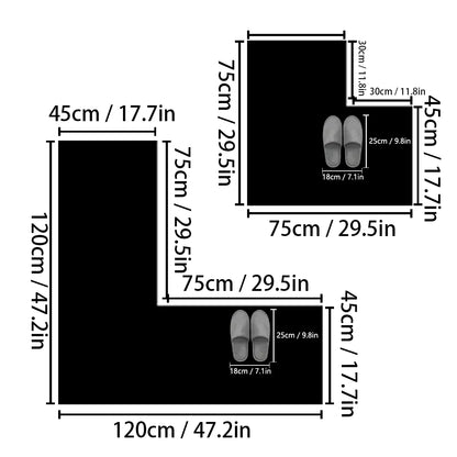 L shape woven bath mat