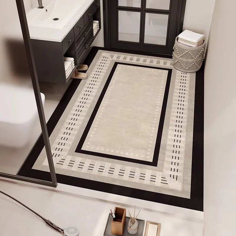 Large bath mat with black border